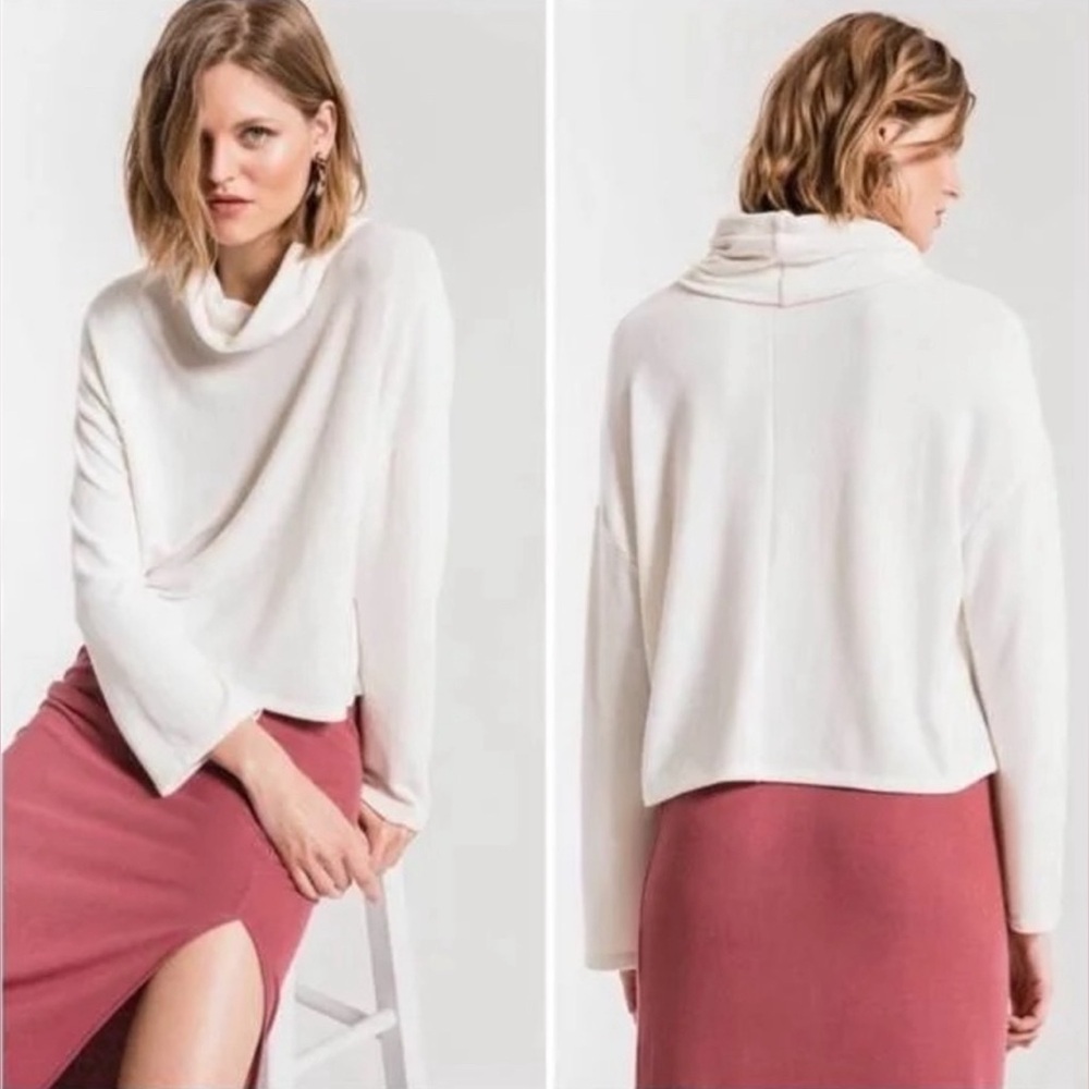 NWT Z Supply Women’s Sz Large Cream Long Sleeve Skimmer Mock Neck Shirt